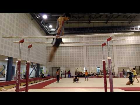 Gymnastics parallel bars E class dismount forward side double front