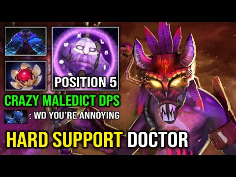 How to Hard Support Position 5 Witch Doctor with Crazy Maledict DPS Deleted Offlane NS Dota 2