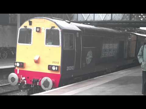 DRS 20312 AND 20308 DEPART CHELTENHAM WITH A TOOT AND A HOOT 100512.avi