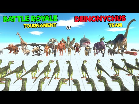 Battle Royale Tournament All Teams vs Deinonychus Team - Animal Revolt Battle Simulator