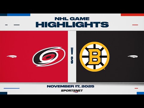 NHL Highlights | Hurricanes vs. Bruins - November 17, 2025