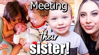 MEETING THEIR SISTER! SIBLINGS MEET NEWBORN SISTER FOR THE FIRST TIME! WELCOMING BABY GIRL HOME 2022