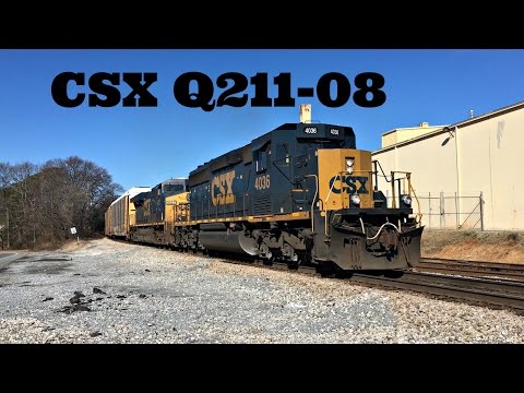 CSXT 4036 SD40-3 Leads CSX Q211-08 Southbound at CP North Elizabeth in Marietta, GA