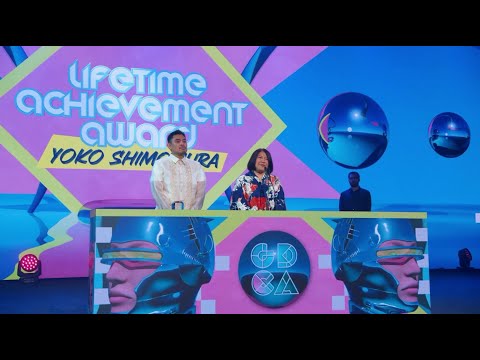 Yoko Shimomura being honored with the Lifetime Achievement Award at 2024 GDCA Ceremony