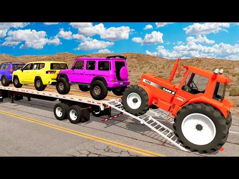 Flatbed Truck Mcqueen | Transportation with Truck - Pothole vs Car #144 - BeamNG.Drive