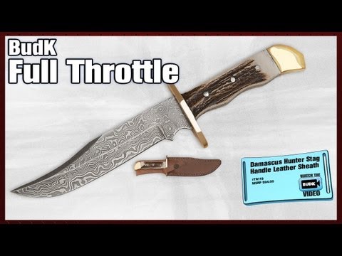 Damascus Hunter Stag Handle Leather Sheath