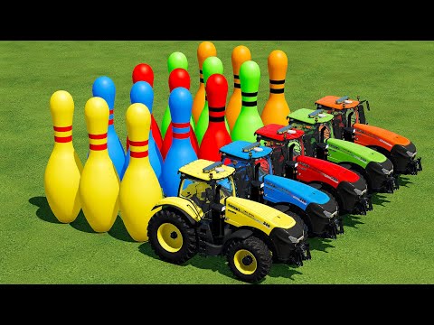 COLORED CASE TRACTORS VS COLORED BOWLING SKITTLES - Farming Simulator 22