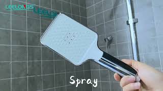 2923 Square Button Shower Head - 3 Modes Water Saving Plastic High Pressure Adjustable Shower