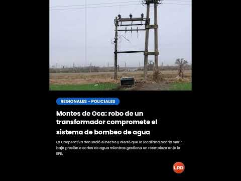 Montes de Oca: robo de un transformador compromete el sistema de bombeo de agua