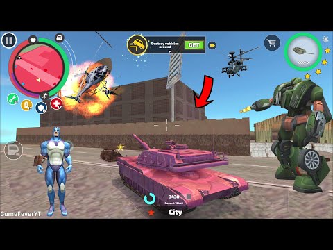 Rope Hero: Vice Town - 6.5.3 NEW UPDATE (Pink Tank Destroy Police Helicopter) - Android Gameplay HD