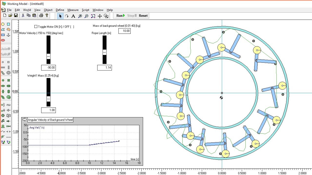 MT009 v4.5 - Computer Simulation of Johann Bessler's Maschinen Tractate MT009 with lever extensions