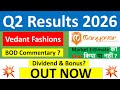 Vedant Fashions Q2 Results 2026 MANYAVAR Results Today Vedant Fashions Share News MANYAVAR Share