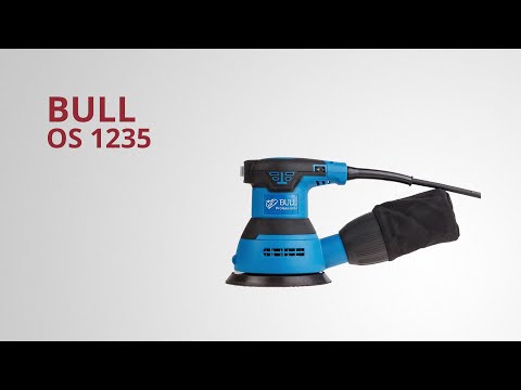 фото эксцентриковая шлифмашина bull (бул) os 1235 350 вт, 125 мм, 8000-12000 об/мин, рег. об. шнур - 4 м, 0