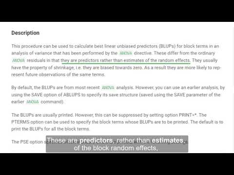 BLUPS for ANOVA in Genstat