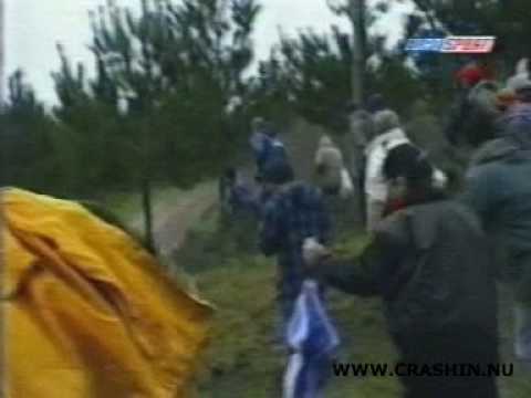 Rallye   rally bruno thiry crashes one of the last ford escort cosworth RS built new zealand 1998