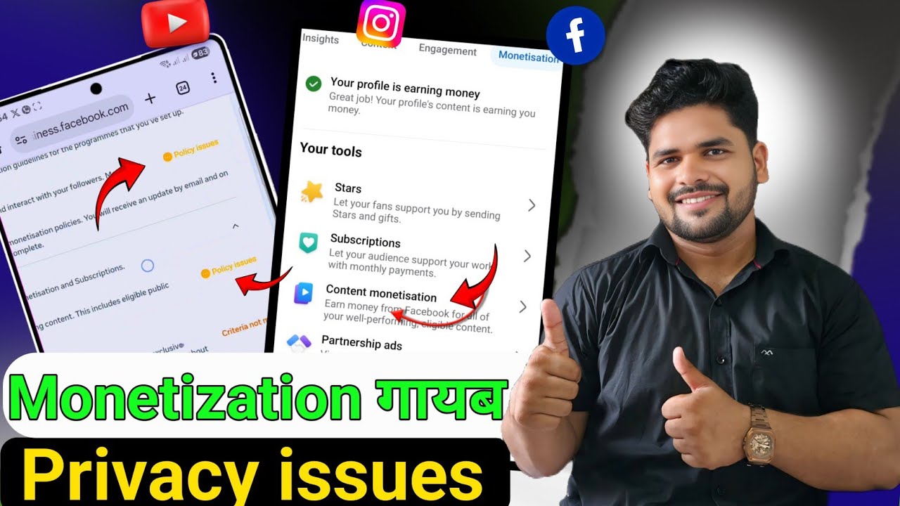 Facebook Monetization Setup | Content Monetization Setup | Monetization Not Showing | Policy issues