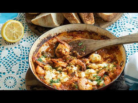 Shrimp Saganaki: Shrimp in a Greek Tomato & Feta Sauce