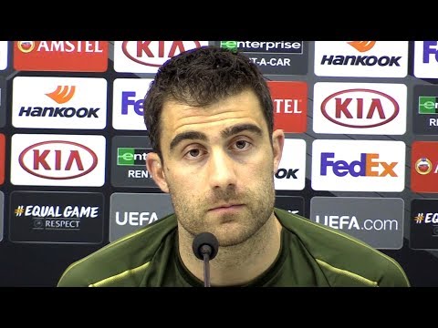 Sokratis Papastathopoulos Full Pre-Match Press Conference - Napoli v Arsenal - Europa League