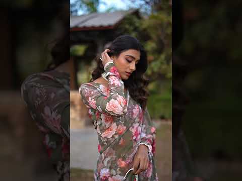 Mehendi Refined Beauty Weightless Marble Printed Saree with Pearl Lace Border