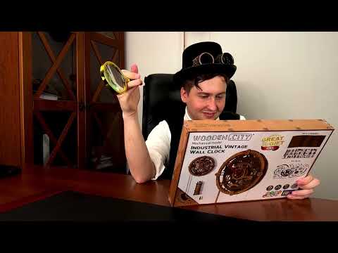 3D Wooden Puzzle - Industrial Vintage Wall Clock