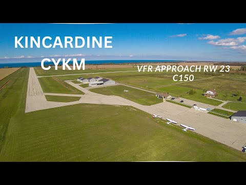 Kincardine Airport CYKM mid cross field Visual approach RW23 Cessna 150
