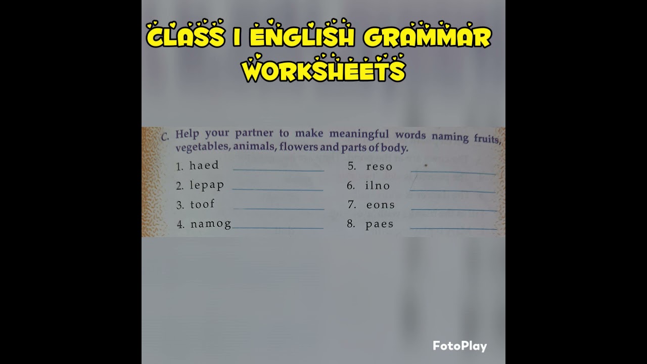 CLASS 1 ENGLISH GRAMMAR WORKSHEETS @worldofworksheets #shorts #youtubeshorts #ytshorts