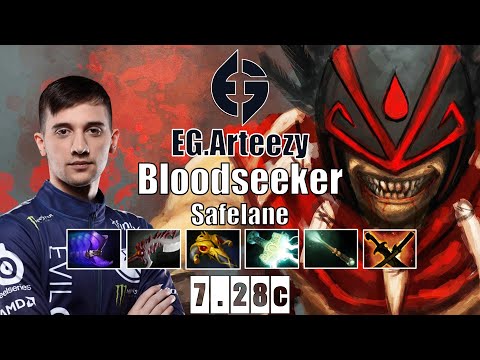 Bloodseeker Safelane | EG.Arteezy | NOBODY CAN ESCAPE FROM RTZ | 7.28c Gameplay Highlights