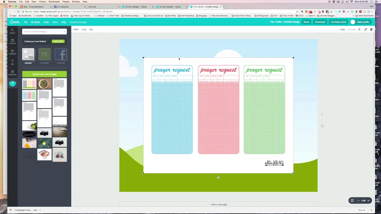 Adding Type to Prayer Request Cards in Canva