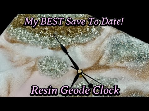 #580 Amazing Save On This Pink & White Geode Style Clock!