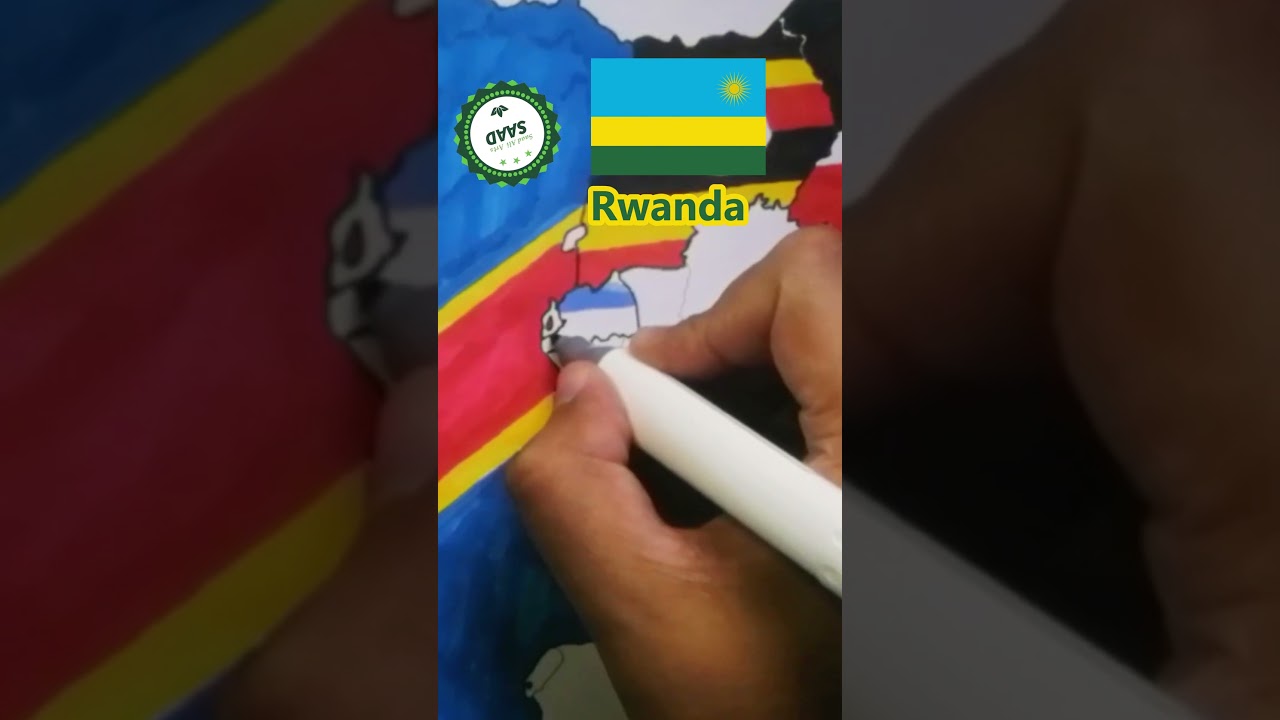 Rwanda flag map drawing 🇷🇼 | Igishushanyo cy'ikarita y'u Rwanda