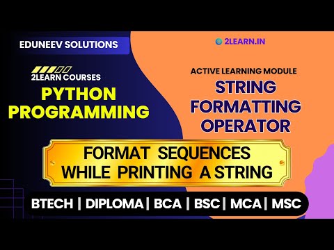 String Formatting Operator Format Sequences While Printing A String Python Programming