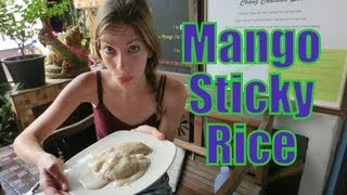 Eating Mango Sticky Rice Thai Dessert (Khao Niaow Ma Muang: ข้าวเหนียวมะม่วง) in Chiang Mai
