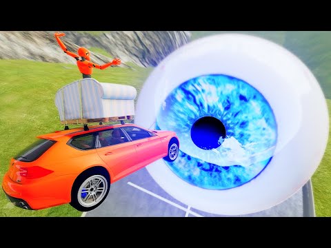 Cars Jumping Through HUMAN EYE Portal - BeamNG.drive