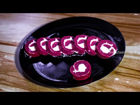 Red velvet roll cake on fry pan/No oven no beater Red velvet swiss roll on fry pan