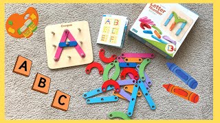 Montessori Toy | Wooden Letters and Numbers Sorter | Wooden Construction Puzzle for Toddlers
