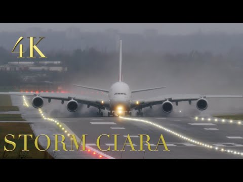 Best Pilots in the World Storm Ciara Crosswind landings and Takeoffs and Go-around  Extreme Weather