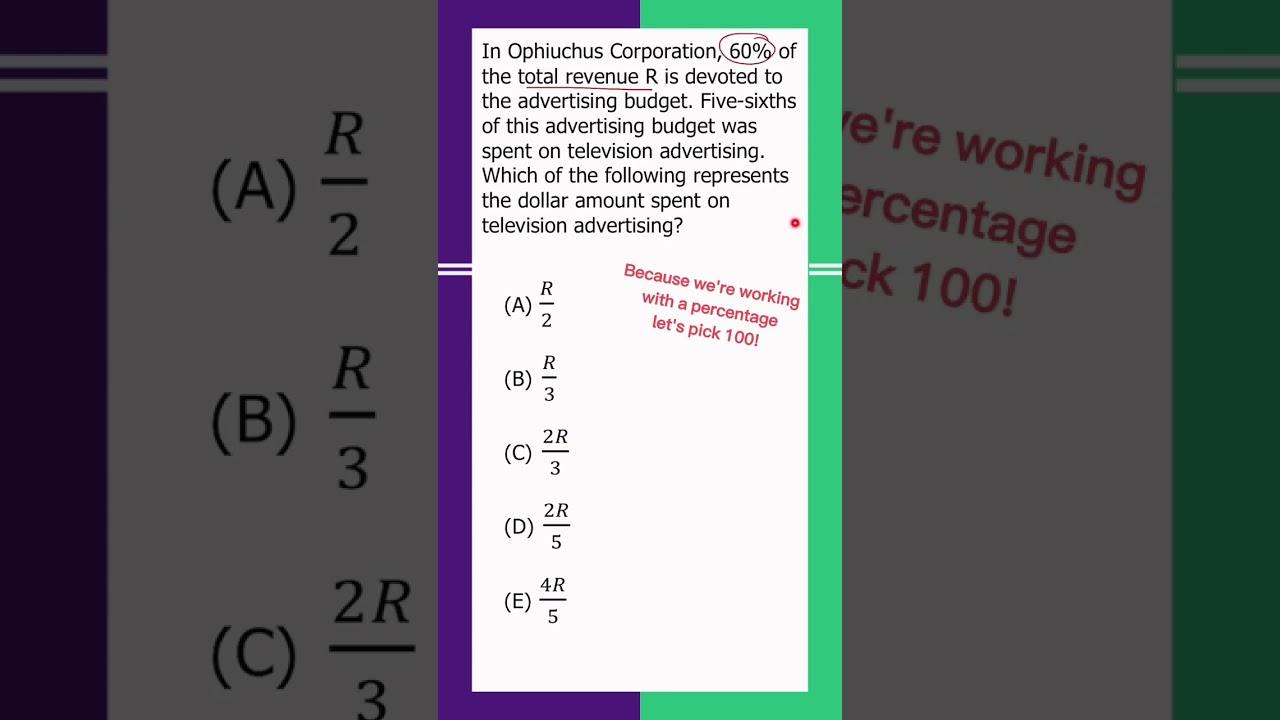 Let's go through this GRE math question on percentage! Stay tuned for part 2! #shorts