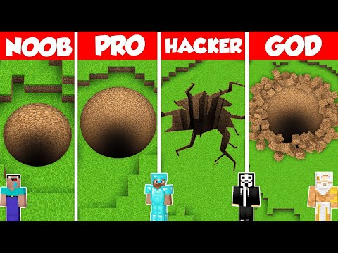 Noob Builder - Minecraft - DIRT ROUND TUNNEL HOUSE BUILD CHALLENGE - Minecraft Battle: NOOB vs PRO vs HACKER vs GOD / Animation