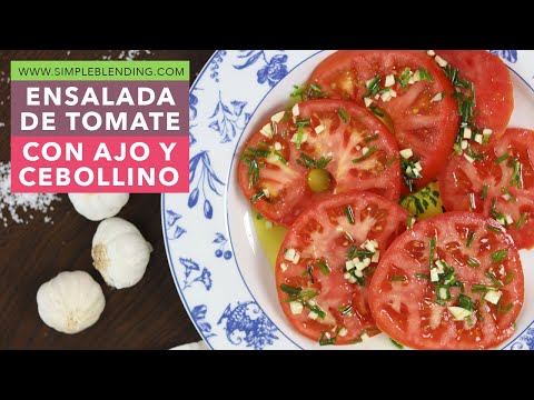 ENSALADA DE TOMATE CON AJO Y CEBOLLINO | Receta de ensalada de tomate | Ensalada fácil y rápida