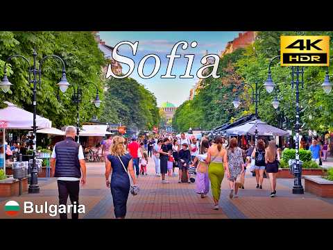 Sofia Walking Tour | Evening walk from Serdika Sta. to NDK | Bulgaria 🇧🇬 [4K HDR]