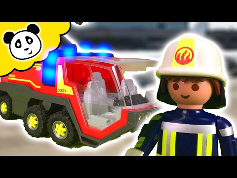 ⭕ PLAYMOBIL Feuerwehr - Flughafen Löschfahrzeug - Spielzeug auspacken & spielen - Pandido TV