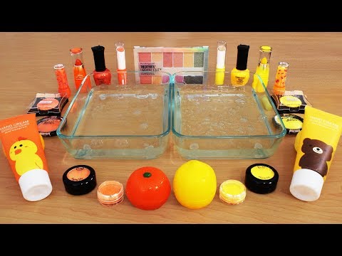 Mixing Makeup Eyeshadow Into Slime ! Orange vs Yellow Special Series Part 18 Satisfying Slime Video Video