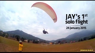 preview picture of video 'Jay's 1st Solo Paragliding Flight'