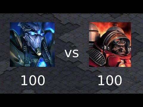 100 Zealots vs 100 Firebats Starcraft