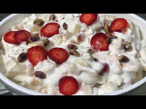 Creamy Fruit Salad | Creamy fruit cocktail salad recipe - Kitchen With Tehmina
