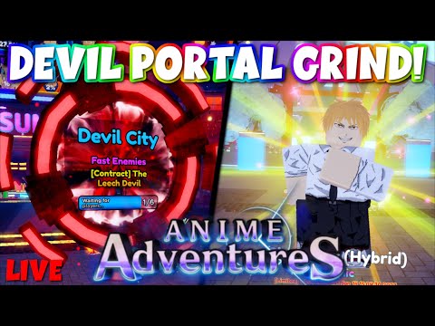 🔴 LIVE  - Devil Portal Grinding In Roblox Anime Adventures! (Going for 1k Bullets)