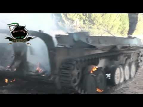 تدمير عربة بي ام بي من قبل لواء المعتز بالله على جبهة تل ملح في ريف حماة