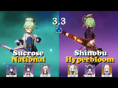 Sucrose C6 National & Shinobu C0 Hyperbloom Genshin impact Spiral Abyss 3.3-3-4 Floor 12