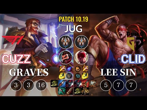 T1 Cuzz Graves vs GEN Clid Lee Sin Jungle - KR Patch 10.19
