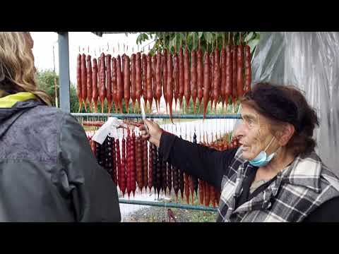 Freshly plucked fruits shop in Khaketi Energetic Grandma shop🍅🍎🍇🍑🍒🍐🍓🫐🥒🍏 #georgia #fruits #keerthana